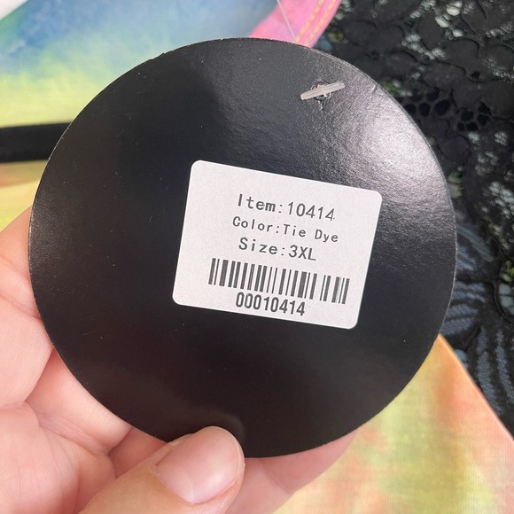 SUNSHINE & RODEO Shirt Womens 3XL Plus Tie Dye Cheetah Floral Lace Pink Blue NWT - Picture 6 of 7